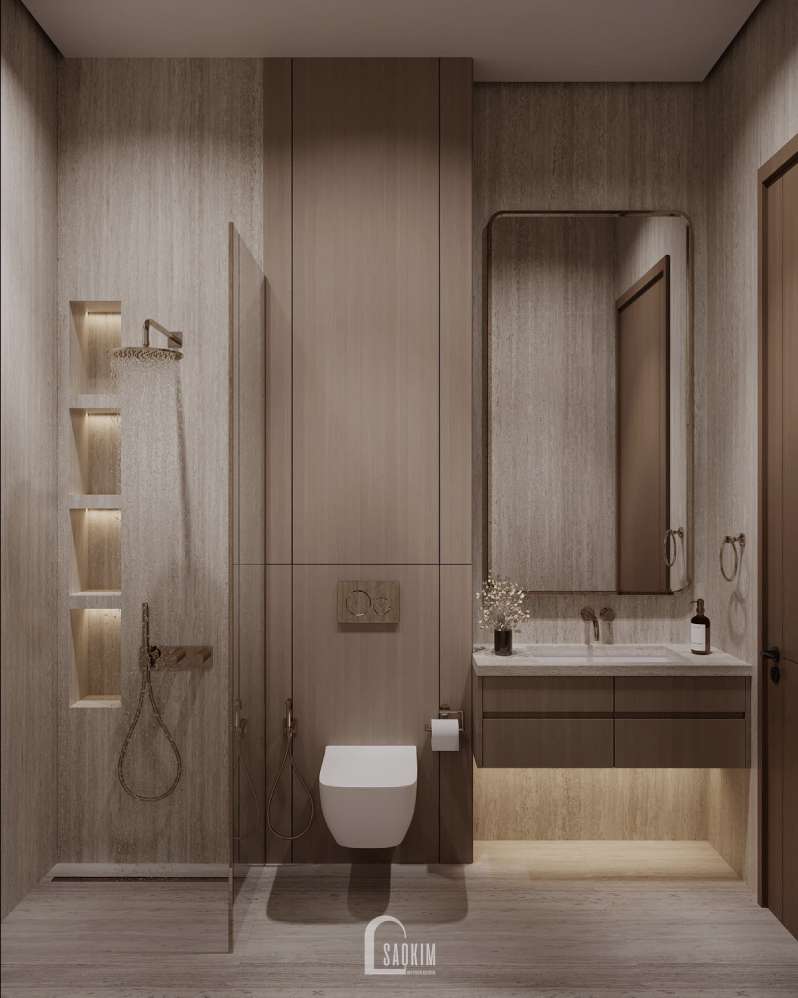 Thiết kế phòng tắm, wc hiện đại tại dự án nhà phố Long Biên
